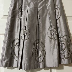 Gorgeous women’s light taupe A-line SKIRT pleated and lined.